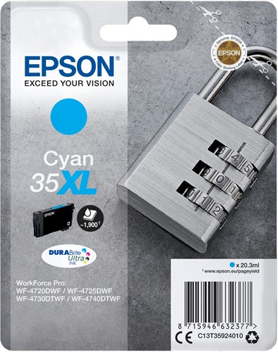 Epson cartouche d'encre 35XL, 20,3 ml, OEM C13T35924010, cyan 1 Stuk