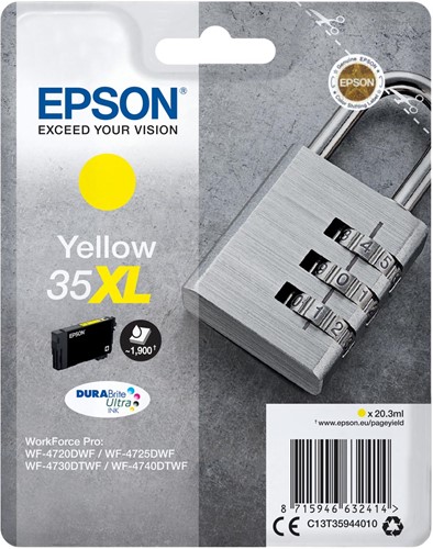 Epson inktcartridge 35XL, 20,3 ml, OEM C13T35944010, geel 1 Stuk