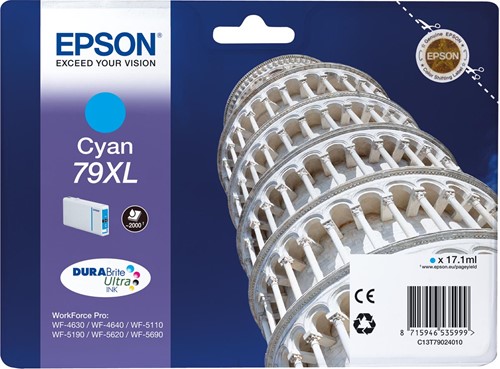Epson cartouche d'encre 79XL, 2.000 pages, OEM C13T79024010, cyan 1 Stuk