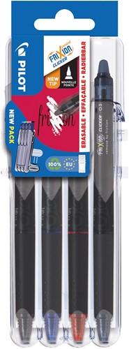 Pilot intrekbare roller FriXion Point Clicker 05 2 Go, fijne punt, blister met 4 stuks