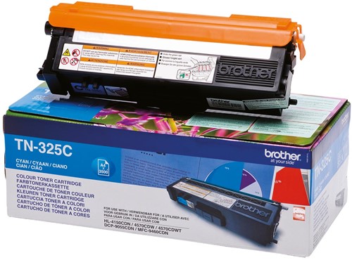 Brother toner, 3.500 pagina's, OEM TN-325C, cyaan 1 Stuk