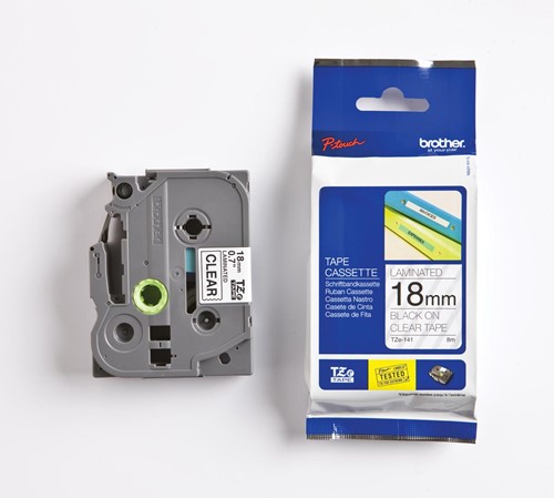 Brother TZe ruban pour P-Touch 18 mm, noir sur transparent 1 Stuk