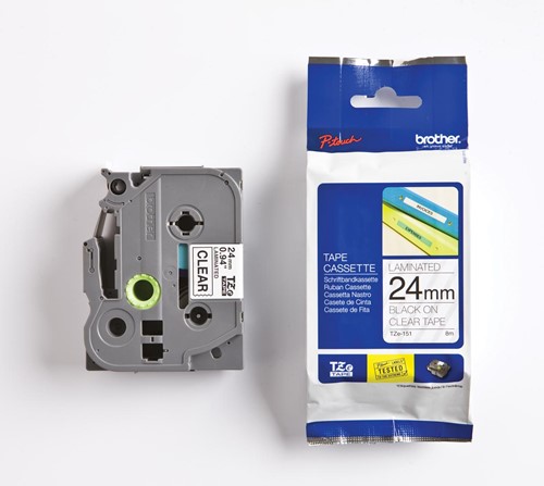 Brother TZe tape voor P-Touch 24 mm, zwart op transparant 1 Stuk