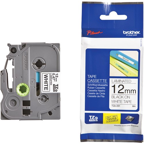Brother TZe ruban pour P-Touch, 12 mm, noir sur blanc 1 Stuk