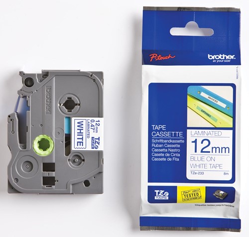 Brother TZe ruban pour P-Touch 12 mm, bleu sur blanc 1 Stuk