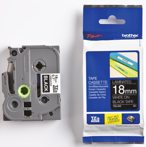 Brother TZe ruban pour P-Touch 18 mm, blanc sur noir