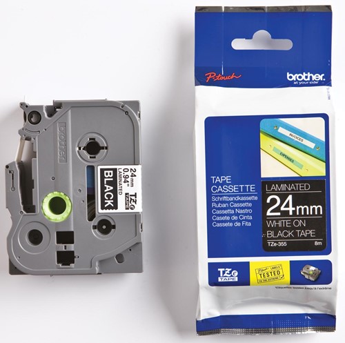 Brother TZe ruban pour P-Touch 24 mm, blanc sur noir