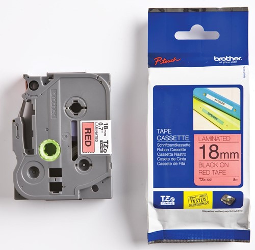 Brother TZe tape voor P-Touch 18 mm, zwart op rood 1 Stuk