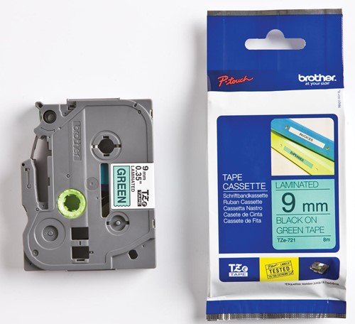 Brother TZe ruban pour P-Touch 9 mm, noir sur vert 1 Stuk