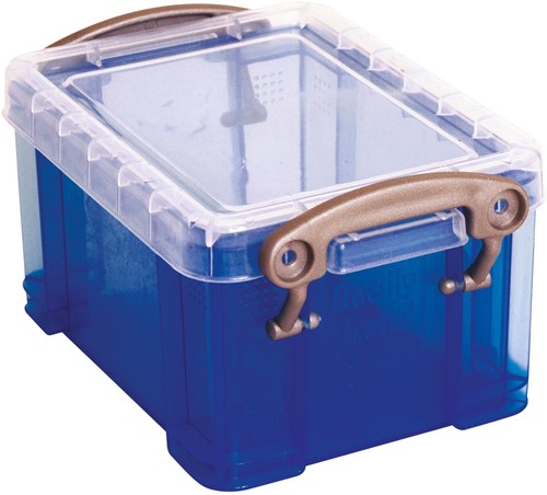 Really Useful Box porte-cartes de visite 0,3 litres, bleu transparent