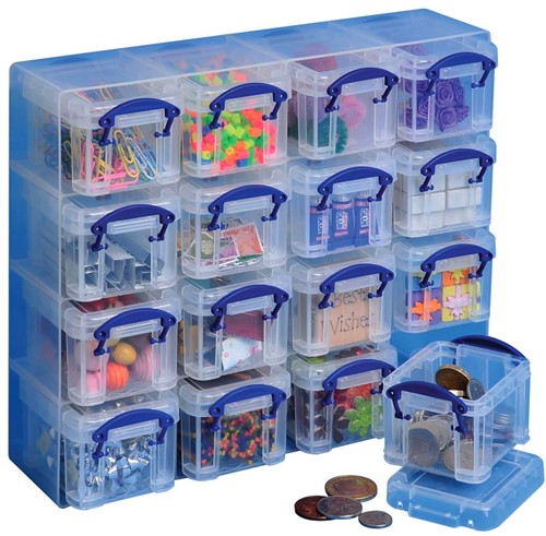 Really Useful Box cube mural, avec 16 boîtes de 0,14 l, transparent