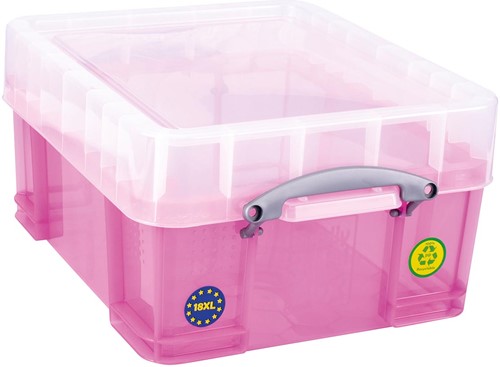 Really Useful Box boîte de rangement 18 litres XL, rose transparent