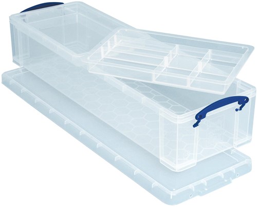 Really Useful Box boîte de rangement 22 litres avec 2 diviseurs, transparent