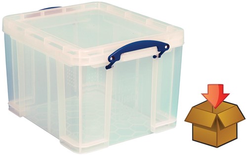 Really Useful Box 35 l, transparent, emballé individuellement en carton
