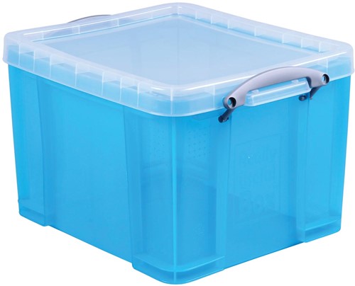 Really Useful Box boîte de rangemen 35 litres, bleu vif transparent