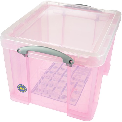 Really Useful Box boîte de rangemen 35 litres, rose transparent