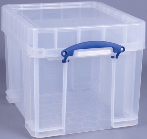Really Useful Box 35 l, couvercle XL, transparent, emballé individuellement en carton