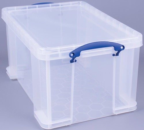 Really Useful Box 48 l, transparent, emballé individuellement en carton