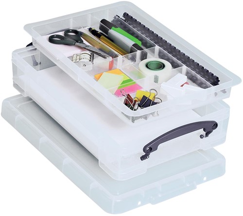 Really Useful Box boîte de rangement 4 l, avec diviseur, transparent