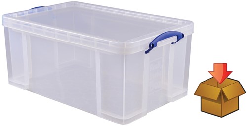 Really Useful Box 64 l, transparent, emballé individuellement en carton
