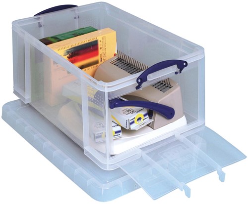 Really Useful Box boîte de rangement 64 litres avec ouverture à l'avant, transparent
