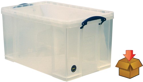 Really Useful Box 84 l, transparent, emballé individuellement en carton