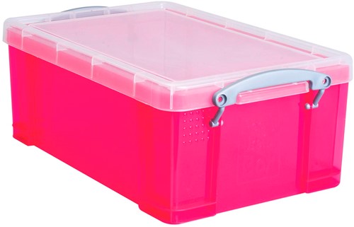 Really Useful Box boîte de rangement 9 litres, rose vif transparent