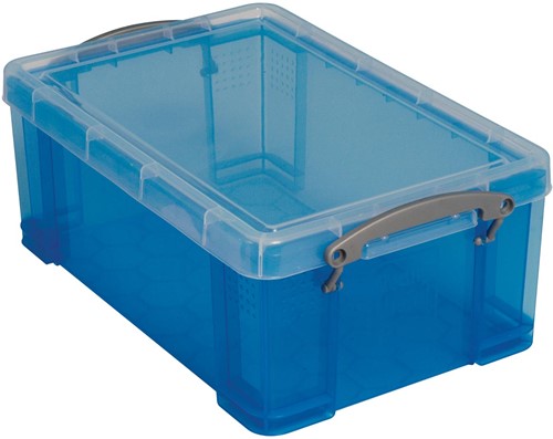 Really Useful Box boîte de rangement 9 l, bleu transparent