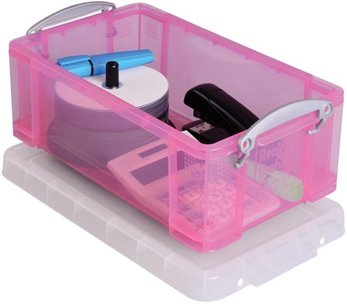 Really Useful Box boîte de rangement 9 litres, rose transparent