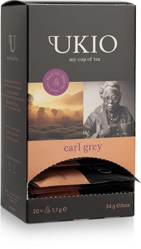 UKIO zwarte thee Earl Grey, individueel verpakt, pak van 20 stuks