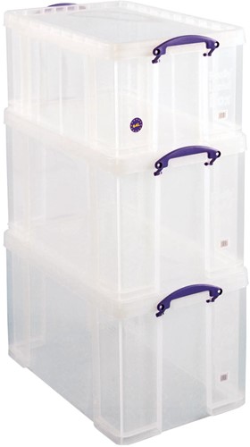 Really Useful Box, pacquet: 2 X 84 liter + 1 X 64 litres transparent