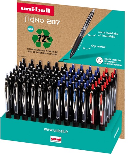 Uni-ball roller Signo RT207, medium punt, display van 72 stuks