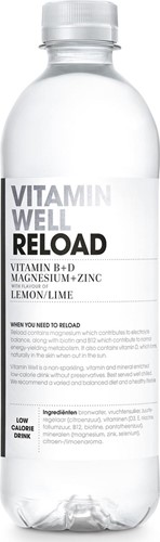 Vitamin Well vitaminewater Lemon & Lime, flesje van 0,5 L, pak van 12