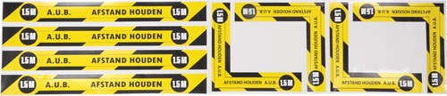 Sticker set afzetting werkplek, tekst: a.u.b. 1,5 m afstand houden