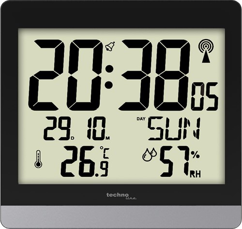 Technoline klok WS 8014, digitaal, radiogestuurd, ft 20 x 2,9 x 18,9 cm
