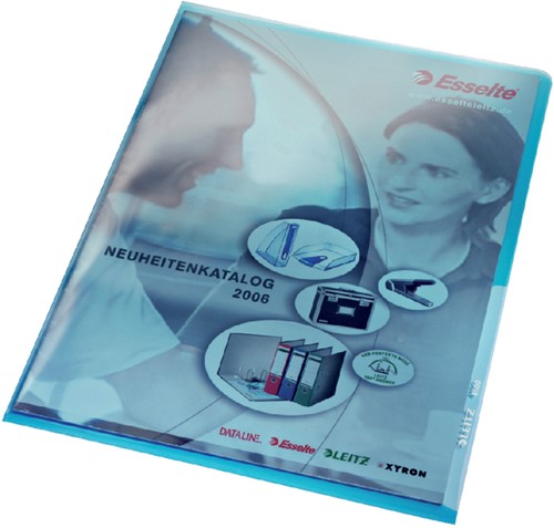 L-map Leitz Premium lasnaad copy safe PVC A4 blauw 100 Stuk