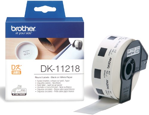 Etiket Brother DK11218 rond 24mm 1000 stuks wit 1000 Stuk