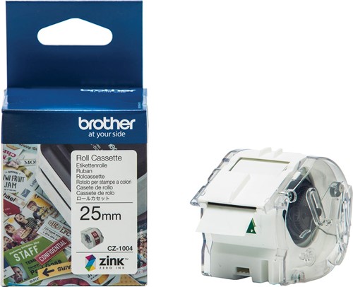 Etiket Brother CZ1004 multifunctioneel 25mm 5m wit 1 Stuk