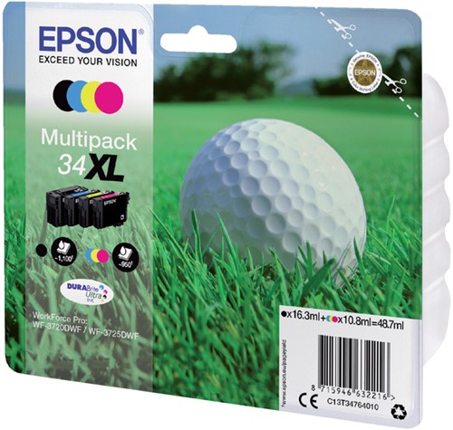 Inktcartridge Epson 34XL T3476 zwart + 3 kleuren 4 Stuk