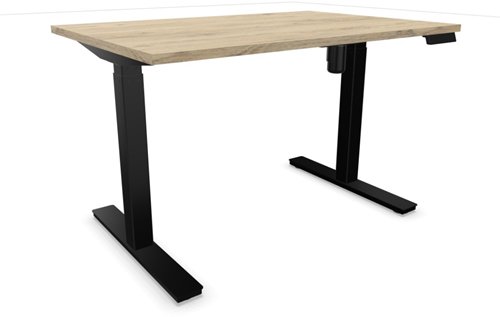 Lutz 2 rechthoekig bureau EUR B. 120 x D. 80 cm x dikte 25mm - voorgeboord v. 2 doppen - Brunswick eik melamine in hoogte regelbaar - Bedieningspaneel met 3 geheugenposities