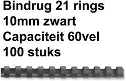 Bindrug GBC 10mm 21rings A4 zwart 100 Stuk