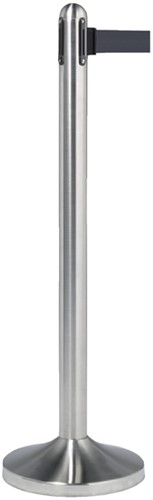 Afzetpaal Securit RVS met rolband 210cm zwart 1 Stuk
